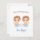 Carte Postale Baby Boy Twins Faire-part (Devant / Derrière)