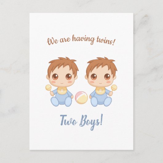 Carte Postale Baby Boy Twins Faire-part (Devant)