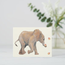 Carte postale Baby Elephant avec des cupcakes
