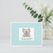Carte Postale Baby Elephant cordes Coeurs Baby shower Merci (Debout devant)