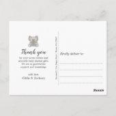 Carte Postale Baby Elephant cordes Coeurs Baby shower Merci (Dos)