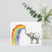 Carte Postale Baby Elephant Spraying Rainbow Card Papeterie (Debout devant)