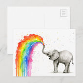 Carte Postale Baby Elephant Spraying Rainbow Card Papeterie (Devant / Derrière)
