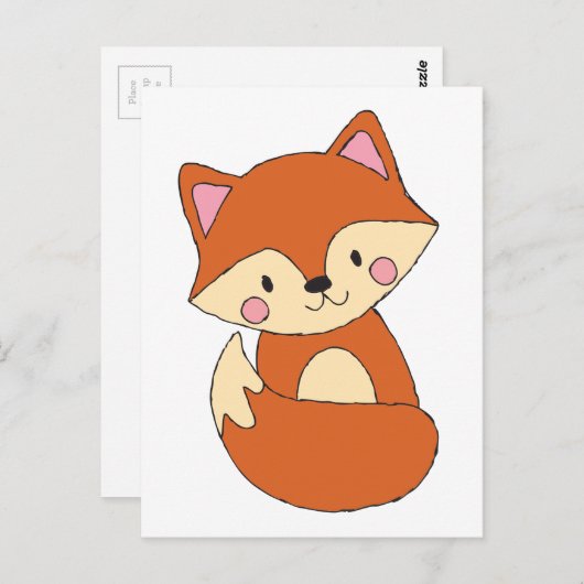 Carte Postale Baby Fox Dessin mignon Fox Art Baby Fox Design (Devant / Derrière)
