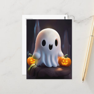Carte Postale Baby Ghost Déplaisant mignon caractère Halloween