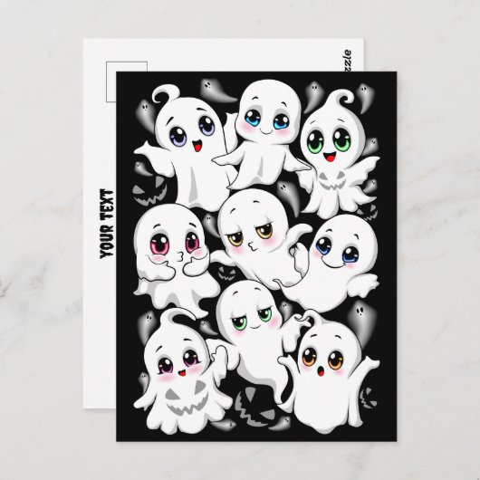 Carte Postale Baby Ghosts Éffrayant mignon Halloween humeur (Devant / Derrière)