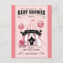 Baby Girl Circus Baby shower Invitation