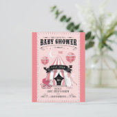 Carte Postale Baby Girl Circus Baby shower Invitation (Debout devant)