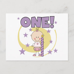 Carte Postale Baby Girl is One Birthday Tshirts and Gifts