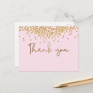 Carte Postale Baby Girl premier anniversaire Gold confetti Blush