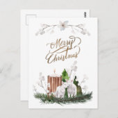 Carte Postale Baby Lamb Pine Candle Noël (Devant / Derrière)