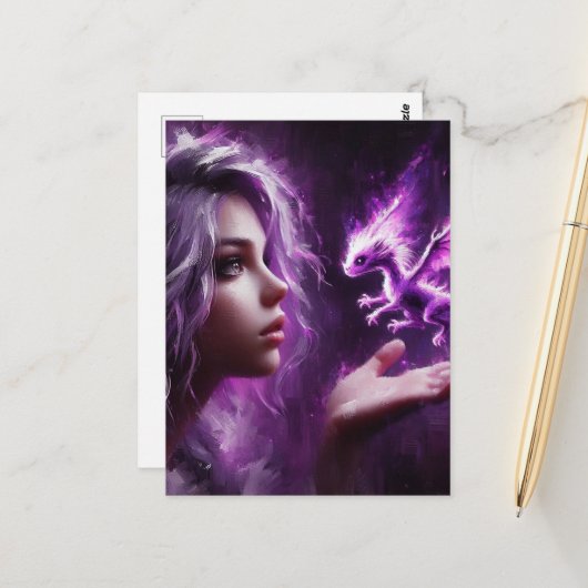 Carte Postale Baby Purple Dragon (Devant/Arrière en situation)