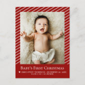 Carte Postale Baby’s First Christmas Custom Photo Birth Stat (Devant)