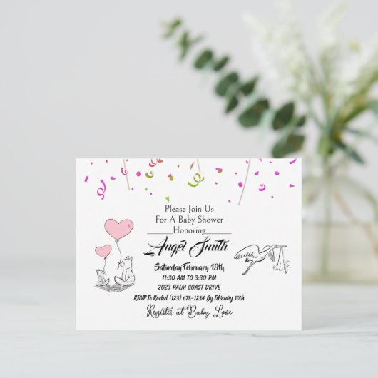 Carte postale baby shower (Debout devant)