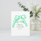 Carte Postale Baby shower à griffes arc vert ajouter nom date mo (Debout devant)
