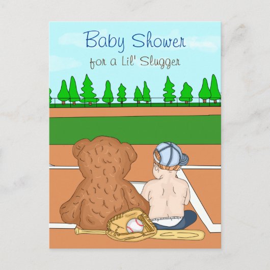 Carte postale Baby shower à thème de baseball pour (Devant)