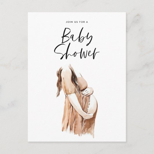 Carte Postale Baby shower aquarelle illustration script simple (Devant)