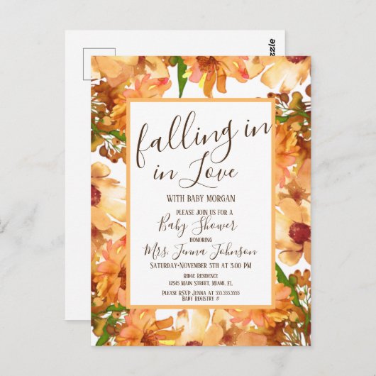 Carte Postale Baby Shower Automne Amour Verdure Rustique (Devant / Derrière)