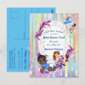 Carte Postale Baby shower Baby Boy Bubbles & Unicorns (Devant / Derrière)