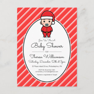 Carte Postale Baby shower Baby Santa Claus Sucre de canne cart