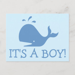 Carte postale baby shower baleine   C'est un garço