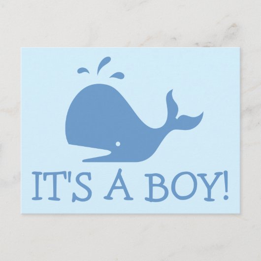 Carte postale baby shower baleine | C'est un garço (Devant)