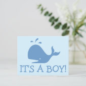 Carte postale baby shower baleine | C'est un garço (Debout devant)