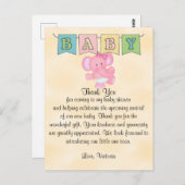 Carte Postale Baby shower bébé fille éléphant (Devant / Derrière)