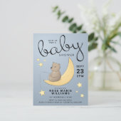 Carte Postale BABY SHOWER | Bébé Ours Lune & Étoiles (Debout devant)