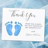 Carte Postale Baby shower Bébé Pieds Bleu Merci