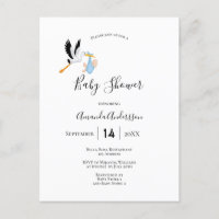 Baby shower blanc bleu cigogne