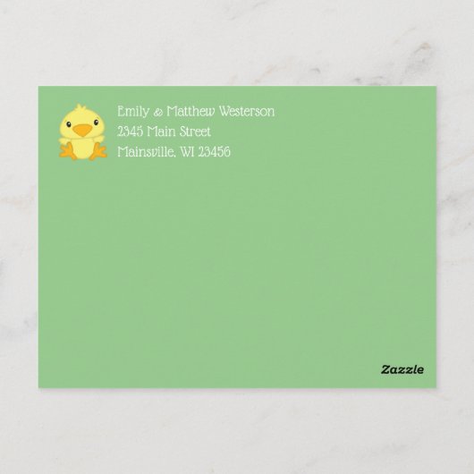 Carte Postale Baby shower blanc vert (Dos)