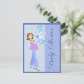 Carte postale Baby shower bleu moderne (Debout devant)