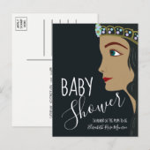 Carte Postale Baby shower bleu Princesse Invitation (Devant / Derrière)