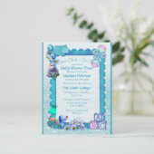 Carte Postale Baby shower bleu turquoise (Debout devant)