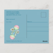 Carte Postale Baby shower bleu turquoise (Dos)