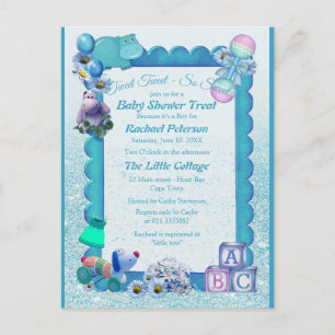 Carte Postale Baby shower bleu turquoise