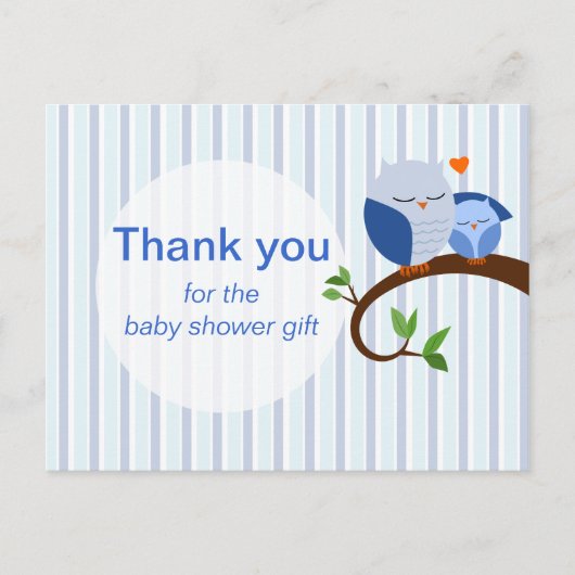 Carte Postale Baby shower Blue Merci (Devant)