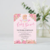 Carte Postale Baby shower Boho Floral Écureuil En Bois Dans (Debout devant)
