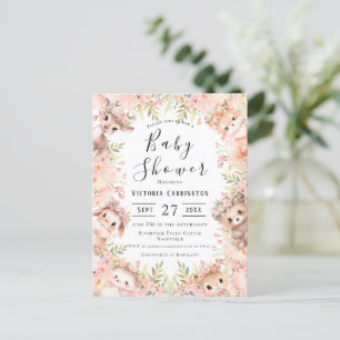 Carte Postale Baby shower budgétaire sur les animaux des bois