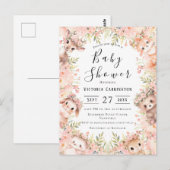 Carte Postale Baby shower budgétaire sur les animaux des bois (Devant / Derrière)
