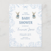 Carte Postale Baby shower Bunny bleu (Devant)