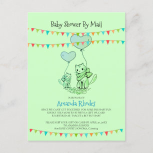 Carte Postale Baby shower Chat Et Kitten Invitation Par Courrier