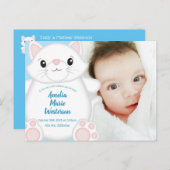 Carte Postale Baby shower chat Kitty Blue (Devant / Derrière)