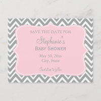 Baby Shower Chevron Gris, Blanc et Rose Pâle