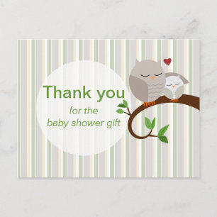 Carte postale Baby shower Chouette