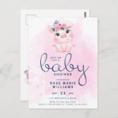 Carte Postale BABY SHOWER | Cochon aquarelle arc-en-ciel (Devant / Derrière)