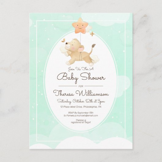Carte Postale Baby shower | Cute Lion Cub (Devant)