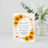 Carte Postale Baby shower d'abeille tournesol rose blanche or (Debout devant)