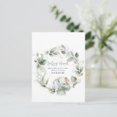 Carte Postale baby shower d'aquarelle d'eucalyptus (Debout devant)